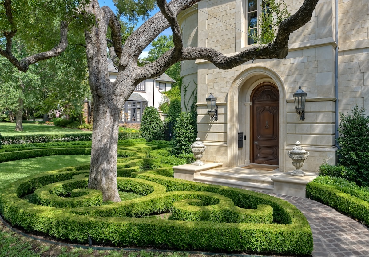 front door of entryway to house landscaping