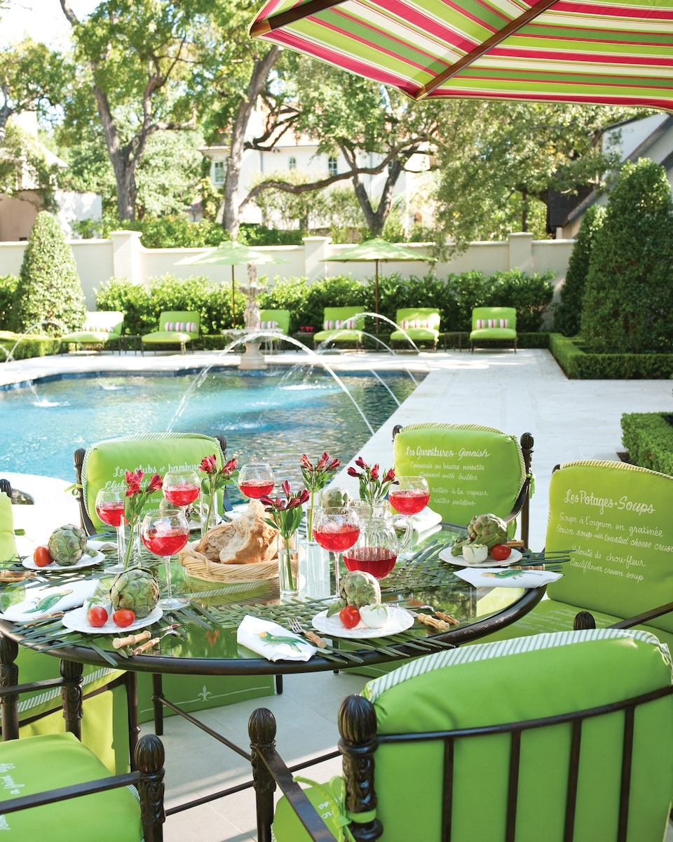 landscaping fountain with sitting area in highland park