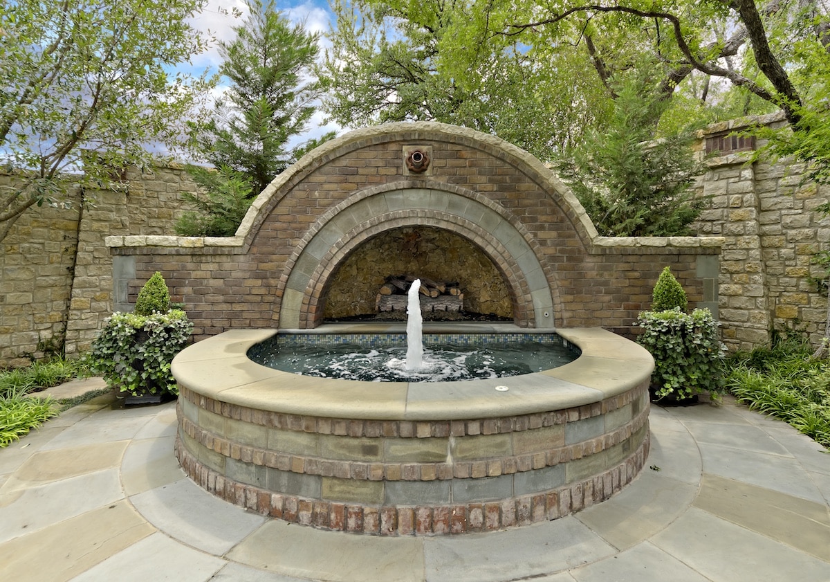 Fountain and fire place landscaping