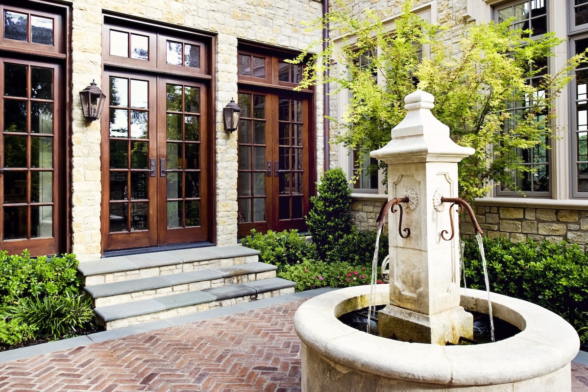 Custom water feature and courtyard