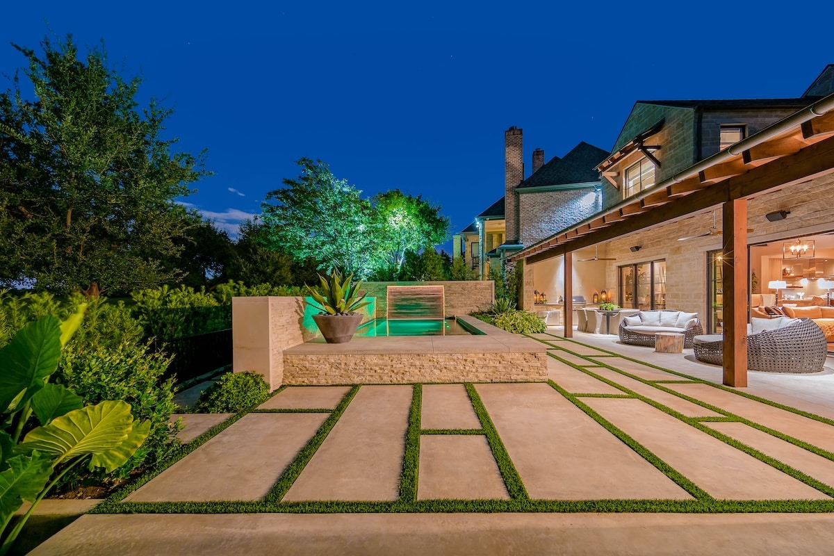 backyard pavers with turf